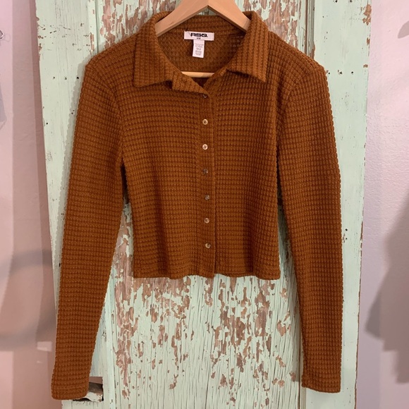 RSQ Brown Button Down Shirt for Women - Picture 1 of 5